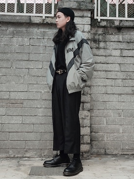 「アイテム（スタジャン、グレー系）」を使った、ffflea👾さん（メンズ・178cm）の秋コーディネート