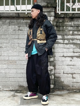 「daily look」｜「アイテム（マウンテンパーカー）」を使った、ffflea👾さん（メンズ・178cm）の冬コーディネート