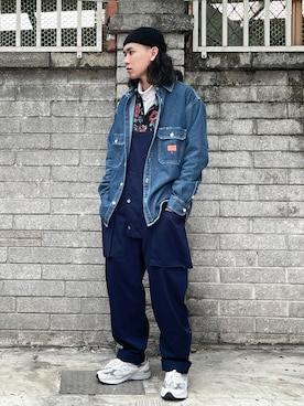 「outfit」｜「アイテム（オールインワン・サロペット）」を使った、ffflea👾さん（メンズ・178cm）の冬コーディネート