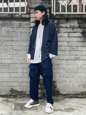 「kimono」｜「アイテム（ジャケット/アウター）」を使った、ffflea👾さん（メンズ・178cm）の春コーディネート