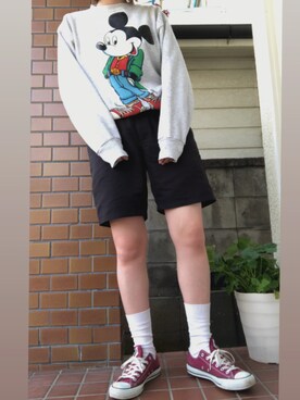 「Champion（チャンピオン）のアイテム（その他パンツ、ブラック系）」を使った、ちさん（レディース・168cm）の春コーディネート