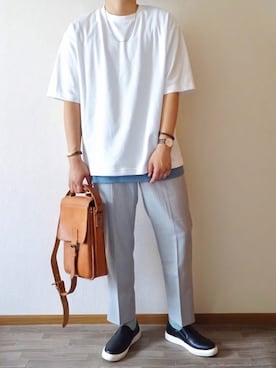 「ペールトーン」｜「アイテム（スリッポン）」を使った、ユウタ(SOD)さん（メンズ・179cm）の夏コーディネート