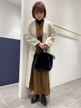 「一押しのアウタースタイル」｜「アイテム（ワンピース/ドレス）」を使った、カナエさん（レディース・154cm）の秋コーディネート