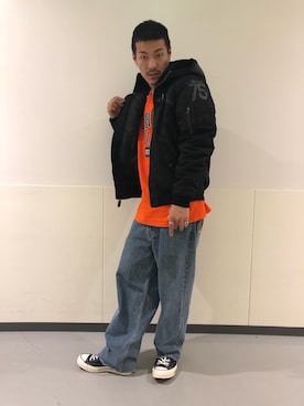 「秋のカフェオレコーデ」｜「アイテム（MA-1）」を使った、masaさん（メンズ・177cm）の秋コーディネート
