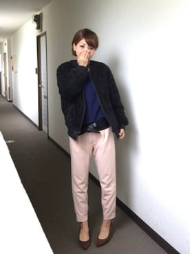 「サッシュベルト」｜「アイテム（MA-1）」を使った、akanenさん（レディース・157cm）の冬コーディネート