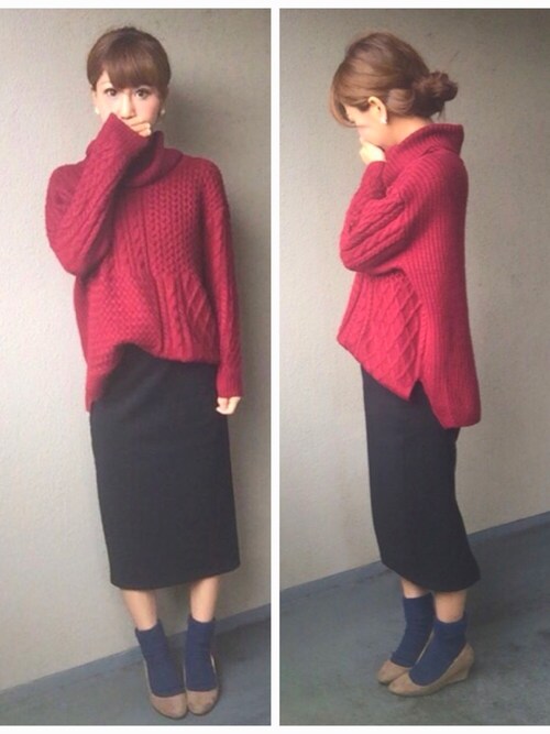 うまくやる 移住する はねかける 赤 ニット タートルネック Smile Kawashima Jp