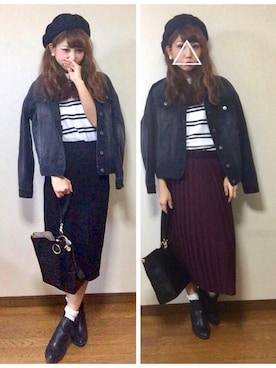 「AZUL by moussy（アズールバイマウジー）のアイテム（タンクトップ）」を使った、akanenさん（レディース・157cm）の冬コーディネート