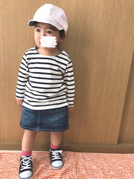 「MIKI HOUSE（ミキハウス）のアイテム（スカート）」を使った、sa__w@さん（キッズ・80cm）の冬コーディネート