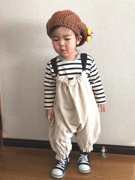 「静岡キッズ」｜「アイテム（オールインワン・サロペット）」を使った、sa__w@さん（キッズ・80cm）の冬コーディネート