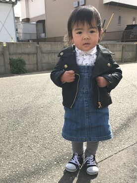 「静岡キッズ」｜「アイテム（オールインワン・サロペット）」を使った、sa__w@さん（キッズ・80cm）の冬コーディネート