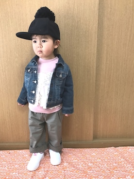 「静岡キッズ」｜「アイテム（デニムジャケット）」を使った、sa__w@さん（キッズ・80cm）の春コーディネート