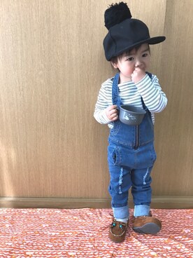 「静岡キッズ」｜「アイテム（オールインワン・サロペット）」を使った、sa__w@さん（キッズ・80cm）の春コーディネート
