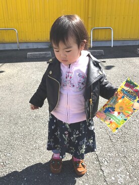 「静岡キッズ」｜「アイテム（ライダースジャケット）」を使った、sa__w@さん（キッズ・80cm）の春コーディネート