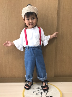 「静岡キッズ」｜「アイテム（ハンチング/ベレー帽）」を使った、sa__w@さん（キッズ・90cm）の夏コーディネート