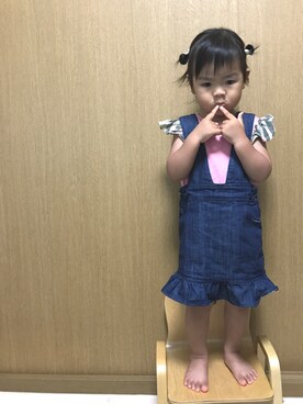 「apres les cours（アプレレクール）のアイテム（ジャンパースカート）」を使った、sa__w@さん（キッズ・90cm）の夏コーディネート