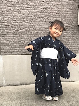 「静岡キッズ」｜「アイテム（浴衣）」を使った、sa__w@さん（キッズ・90cm）の夏コーディネート