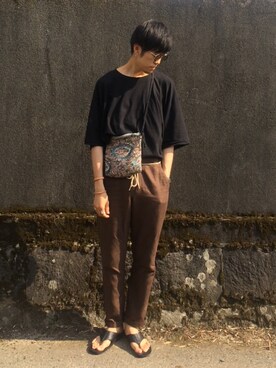 「CIAOPANIC TYPY（チャオパニックティピー）のアイテム（サンダル）」を使った、Uhey.kさん（メンズ・183cm）の夏コーディネート