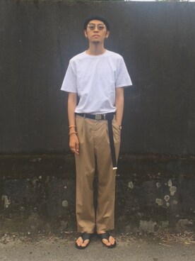 「CIAOPANIC TYPY（チャオパニックティピー）のアイテム（サンダル）」を使った、Uhey.kさん（メンズ・183cm）の夏コーディネート