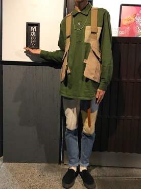 「CPCM」｜「アイテム（スリッポン）」を使った、Uhey.kさん（メンズ・185cm）の春コーディネート
