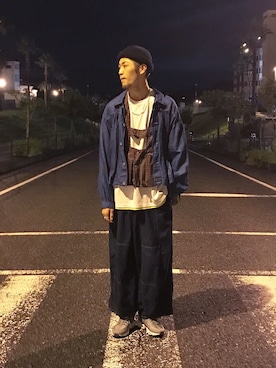 「aie」｜「アイテム（Tシャツ/カットソー）」を使った、Uhey.kさん（メンズ・185cm）の秋コーディネート