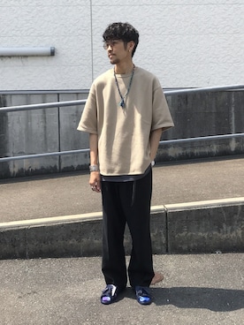 「Daniel Wellington（ダニエルウェリントン）の販売終了クラシックペティット アッシュフィールド32mm（アナログ腕時計）」を使った、Uhey.kさん（メンズ・185cm）の夏コーディネート