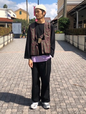「aie」｜「アイテム（ニットキャップ/ビーニー）」を使った、Uhey.kさん（メンズ・185cm）の夏コーディネート