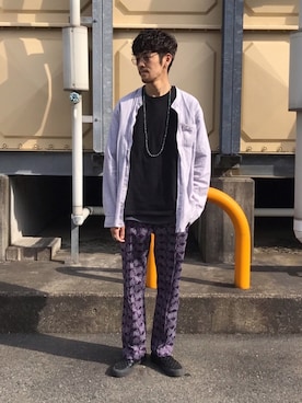 「Engineered Garments（エンジニアードガーメンツ）のアイテム（スリッポン）」を使った、Uhey.kさん（メンズ・185cm）の夏コーディネート