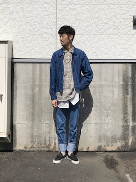 「aie」｜「アイテム（スリッポン）」を使った、Uhey.kさん（メンズ・185cm）の春コーディネート