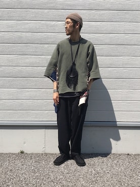「OLD PARK（オールドパーク）のアイテム（トップス）」を使った、Uhey.kさん（メンズ・185cm）の春コーディネート