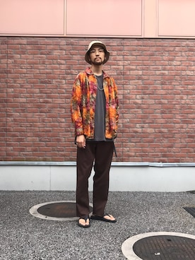 「アイテム（サンダル）」を使った、Uhey.kさん（メンズ・185cm）の夏コーディネート