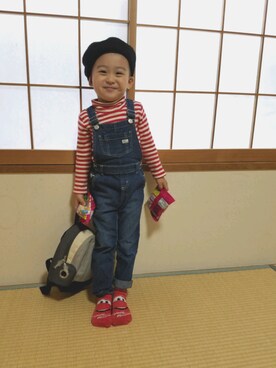 「Right-on（ライトオン）のアイテム（サロペット/オーバーオール）」を使った、naoさん（キッズ・100cm）の秋コーディネート