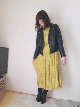 「RAY CASSIN（レイカズン）のアイテム（ライダースジャケット）」を使った、naoさん（レディース・171cm）の春コーディネート