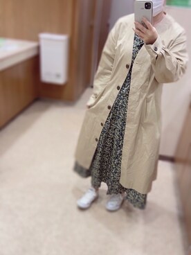 「GU（ジーユー）のアイテム（ノーカラーコート）」を使った、kanamomomoさん（レディース・147cm）の春コーディネート