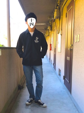 「AFTERBASE（アフターベース）のアイテム（ブルゾン）」を使った、十四さん（メンズ・171cm）の冬コーディネート