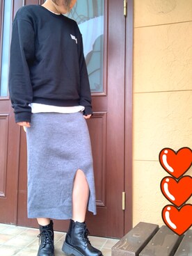 yunaさんの「WOMEN メリノブレンドリブスカート」を使ったコーディネート