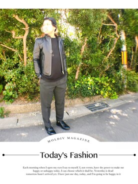 「coen（コーエン）のアイテム（ライダースジャケット）」を使った、gaitoさん（メンズ・168cm）の秋コーディネート