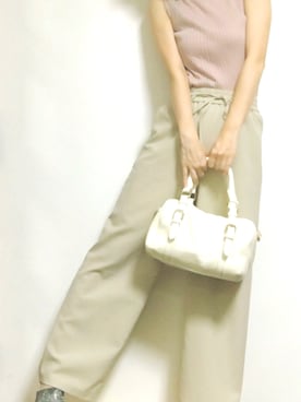 「リブニット」｜「アイテム（スリッポン）」を使った、afasさん（レディース・160cm）の夏コーディネート