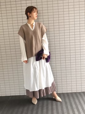 「アイテム（クラッチバッグ、パープル系）」を使った、chadu_chadu_さん（レディース・168cm）の秋コーディネート