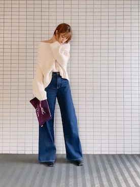「ボリュームニット」｜「アイテム（サンダル）」を使った、chadu_chadu_さん（レディース・168cm）の秋コーディネート