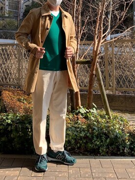 ニット セーターを使った 緑コーデ のメンズ人気ファッションコーディネート Wear