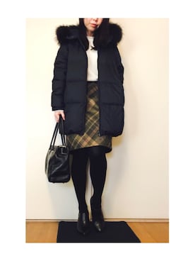 「ダウンコート」｜「アイテム（ブーティ）」を使った、hii*さん（レディース・160cm）の冬コーディネート