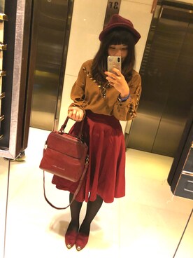 「アイテム（その他トップス、ブラウン系）」を使った、Krystalさん（レディース・160cm）の冬コーディネート