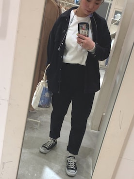 「CONVERSE（コンバース）のCONVERSE コンバース オール スター オックス / ALL STAR OX(BLACK) 32160321（スニーカー）」を使った、かほぴん、さん（レディース・162cm・20代）の春コーディネート