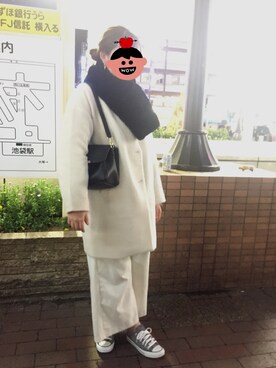 usamaruさんの「美ラインシルエット★シャギー起毛素材ポケット付き長袖ノーカラーコート」を使ったコーディネート