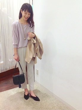 「シルク」｜「アイテム（その他アウター）」を使った、本田さん（レディース・170cm）の冬コーディネート
