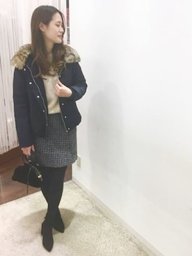 「SHIPS（シップス）のアイテム（ダウンジャケット/コート）」を使った、本田さん（レディース・170cm）の冬コーディネート