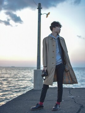 「HVC（エイチブイシー）のアイテム（パンツ）」を使った、たかぼーさん（メンズ・181cm）の冬コーディネート