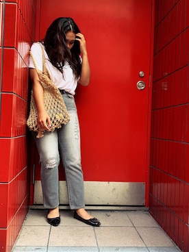 「LEPSIM（レプシィム）のアイテム（デニムパンツ、グレー系）」を使った、ayaさん（レディース・158cm）の秋コーディネート