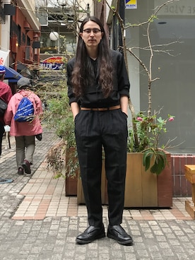 「アイテム（スラックス）」を使った、ilkさん（メンズ・174cm）の春コーディネート