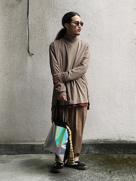 「アイテム（トートバッグ）」を使った、ilkさん（メンズ・174cm）の秋コーディネート